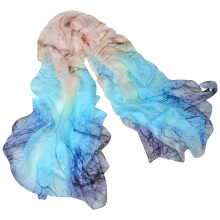 Fashion floral summer spring pure silk printed chiffon printed chiffon georgette scarf